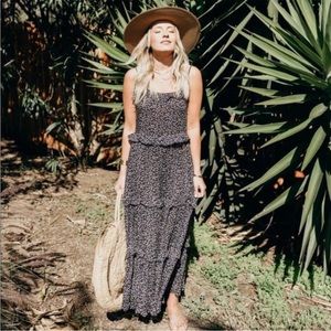 CJLA Navy Floral Tiered Dress